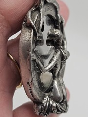 Vintage Alchemy Gothic Speculum Scull Lady Mirrored Pendant Necklace Pewter