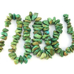 Polished TURQUOISE Nugget Stone Necklace BROKEN CLASP For Beads/Repair 20″ 55g