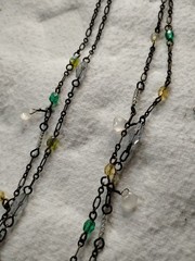 Vintage Uranium Glass Necklace with Added Beads. Excellent Condition