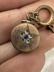 Vintage Paste Stone Gold Filled Locket OES Masonic/ Small Fob Charm