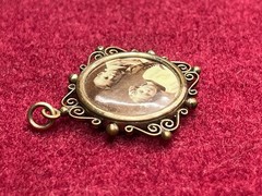 Antique Victorian Gold Plated Mourning Mini Photo Necklace Pendant