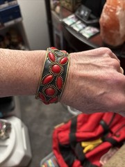Vintage Copper And Red Stone Bracelet