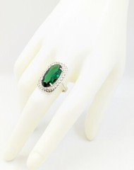 Vintage Luxury RING Silver 925 with Chic Big Bright Stone -size: 9US (19mm)| #53