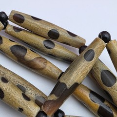 Vintage Wood Bead Necklace Multi Strand Leopard Print Boho 26 In Statement