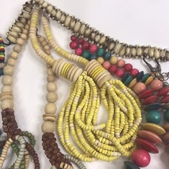Vintage Lot Tribal Boho Jewelry wood beads metal mod boho statement 1 lb