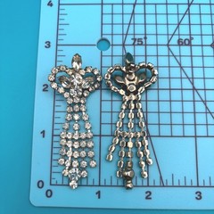 Vintage Rhinestone Dangle Earrings Silver Tone Clear Crystal Glam Party