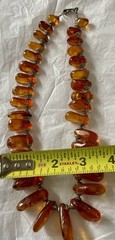 Amber Baltic Honey Cognac Necklace Choker 81.7g Rare VTG Silver Plated Read