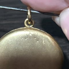 Victorian 9.9g Round Matte Gold Filled Locket Pendant Photo C Co Stamp CZ Stone