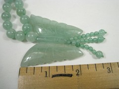 Vintage Jade Butterfly Necklace Jadeite Green Beaded 26 in Beaded Pendant Tassel