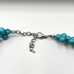 Vintage Style Teal Turquoise Blue Beaded Bib Statement Necklace Boho Chic Retro