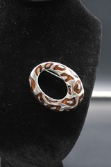 Vtg Brooch Silver Tone and Enamel Panther Print Unsigned Jackie Collins