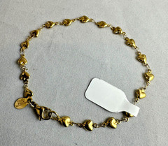 Milor Stainless Steel gold tone charm link hearts charm bracelet 8.5″ 5.50g