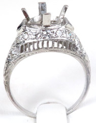 Antique Art Deco Setting Mounting Platinum Hold 6MM-8MM Ring Size 6 UK-L1/2