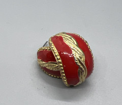 Vintage Red Enamel Gold Tone Post Earrings Statement Wavy Twist Design Bold 80s