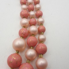 Vintage Beaded Necklace Layered Pink Japan 15 inch