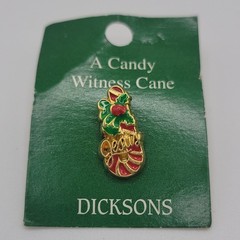 3 Rare Dicksons Enamel Christmas A Candy Witness Cane Jesus Lapel Pins Vintage