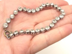 Vintage Art Deco Clear Faceted Czech Czechoslovakia Glass Silver Plate Bracelet