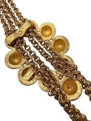 Trifari Lariate Necklace Pendant Gold Trifarium Textured Disc Grapes 4 Dangles 8