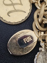 John Wind Maximal Art Bracelet Charm 15 Charms Chunky Gold Plated Vintage