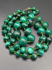 Vintage Malachite Graduated Beads Necklace