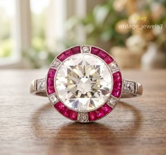 Round Cut 3.50CT Lab Created Diamond Vintage Halo Engagement Ring 14K Gold Over