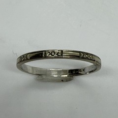 Art Deco 1930s 14K White Gold Wedding Band Blossom Design 2mm Size 7.75 Hallmark