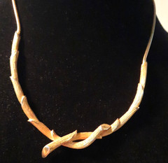 Vintage Mid Century Modern Brushed Gold Plated 80s Choker Necklace Signed OF