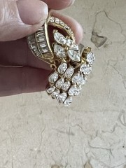Vintage Ciner? Crystal Rhinestone Statement Drop Hinged Clip on Earrings 3″ Long