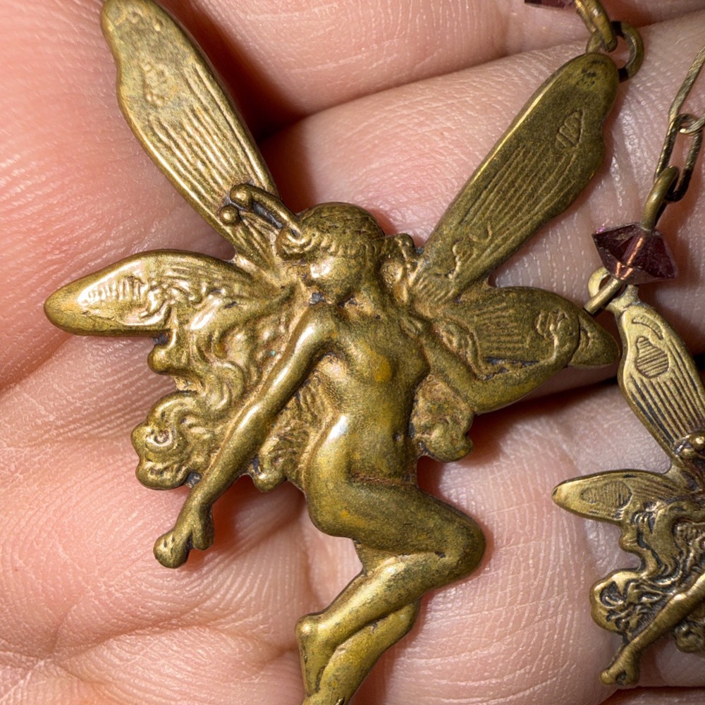 Kingston NY Necklace Nymph Fairy With Wings Plus One Earrings 20” Free Earring