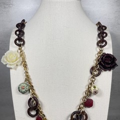 VTG Signed Erickson Beamon Runway Statement Necklace Flower Swirl Glass Pendant