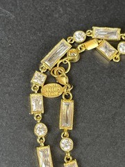 Nolan Miller “Melange of Crystal” Necklace Gold Tone Signed 32” W/box &COA