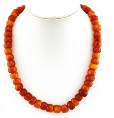 Vintage Baltic Amber Bead Necklace Honey Cognac Barrel 14in 17g