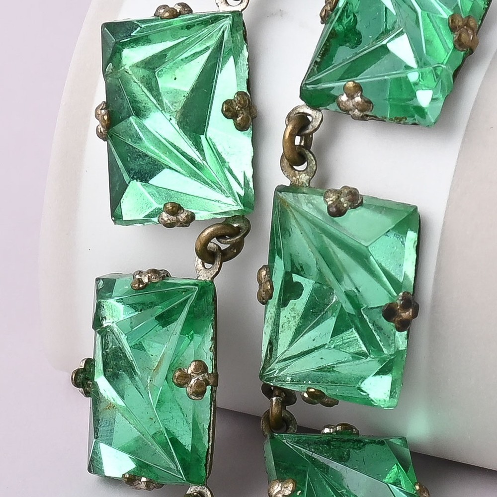 Vtg 1930s Art Deco Czech Vauxhall Foiled Glass Necklace