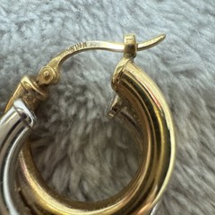 14K Yellow & White Gold Double Twisted Hoop Pierced Earrings Carla Scrap 2 g