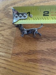 Vintage Dog Brooch Pin Marked Jezlaine 925 Dachshund Weiner Dog Silver