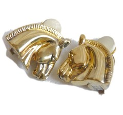 Authentic HERMES Vintage Horse Earrings Metallic #2796