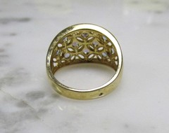 Ross Simons GP Sterling Silver Dome Ring w/ Unknown Stones ~ 6.4g ~ 4-C328