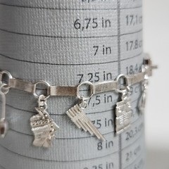Vintage Mexican 800 Silver Charm Bracelet – 15 Charms – JAB Mark – 7.25″ – 7g