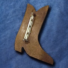 Cowboy Boot Brooch Figural Western Style Enamel Resin Pin Vintage Novelty