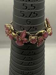 Vntg. Juliana D & E Pink Moonglow Rhinestone Bracelet & Earring Set 5-Link 6.5”