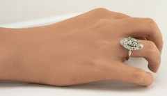 Diamond Ring Palladium Old Mine Art Deco Vintage .88ct TDW