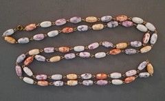 Vintage Art Glass Bead Necklace, 24″ Length, Multi-Colored