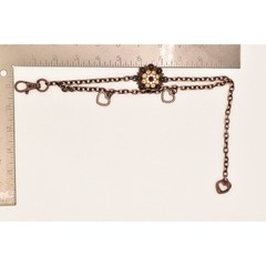 Vintage Crystal Choker Necklace Crystal Heart Flower Charm Copper Tone Y2K BinBE