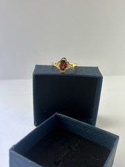 Vintage Red Cubic Zirconia Ring Gold Plated Womens Size 9.5