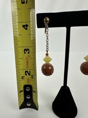 Vintage Brown And Yellow Clip On Earrings From Estate