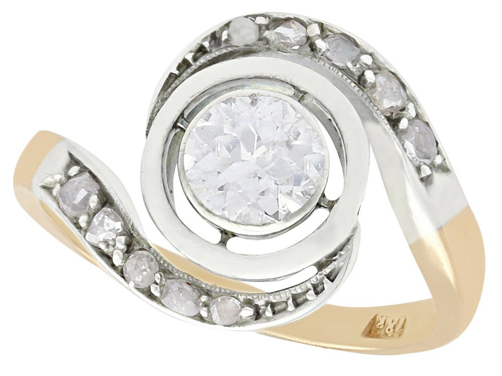 Antique 1900s 0.60Ct Diamond and 18k Yellow Gold Twist Ring