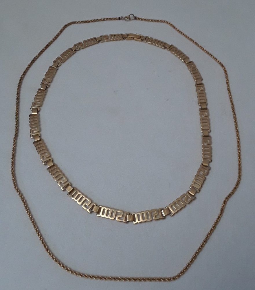 Lot of 2 Chain Gold Tone Vintage Y2K Necklace 18 in Gold Tone Rope Chain 26 in