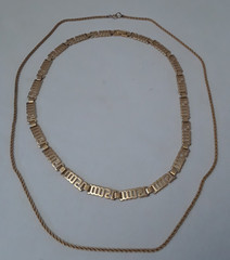 Lot of 2 Chain Gold Tone Vintage Y2K Necklace 18 in Gold Tone Rope Chain 26 in