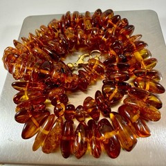 Vintage Natural Baltic Amber Necklace 18,5″ Polished Cognac Nugget Beads
