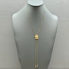 Vintage Avon Necklace Womens Gold Tone Turtle Pendant Adjustable Slide Bolo 24″